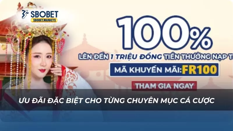 Khuyến mãi Sbobet Ưu đãi đặc biệt cho từng chuyên mục cá cược